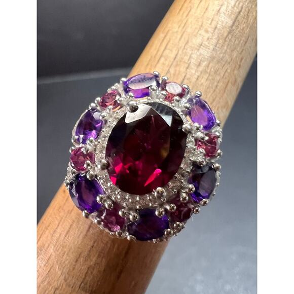 NEW rhodolite garnet and amethyst ring in sterling silver size 7 - Picture 9 of 16